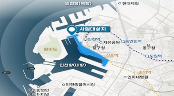 인천항 내항 1·8부두 재개발사업 위치도. (사진=인천도시공사)