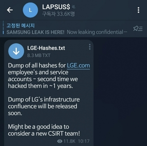 랩서스, 삼성 이어 LG도 해킹···"직원 등 계정 탈취"