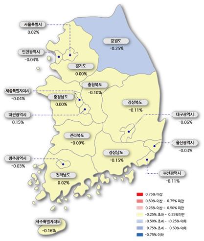 시도별 아파트 매매가격지수 변동률. (사진= 한국감정원)