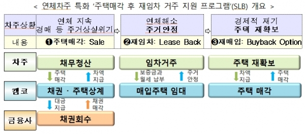 연체차주 특화 '주택매각 후 재임차 거주 지원 프로그램’(SLB) 개요 (자료=금융위원회)