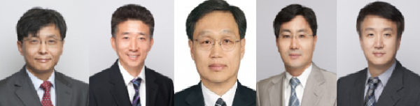 (왼쪽부터)김종민·이진석·박상욱·김동회·조영익 신임 부원장보(사진=금융감독원)