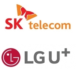 SK텔레콤(위)과 LG유플러스 로고. (사진=각 사)