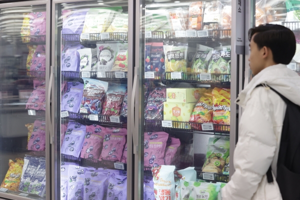 서울의 한 대형마트에서 고객이 진열된 냉동 과일을 살펴보고 있다. (사진=연합뉴스)