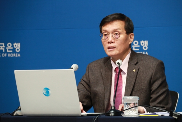 이창용 한국은행 총재가 22일 오전 서울 중구 한국은행에서 열린 통화정책방향 기자간담회에서 발언하고 있다. (사진=한국은행)