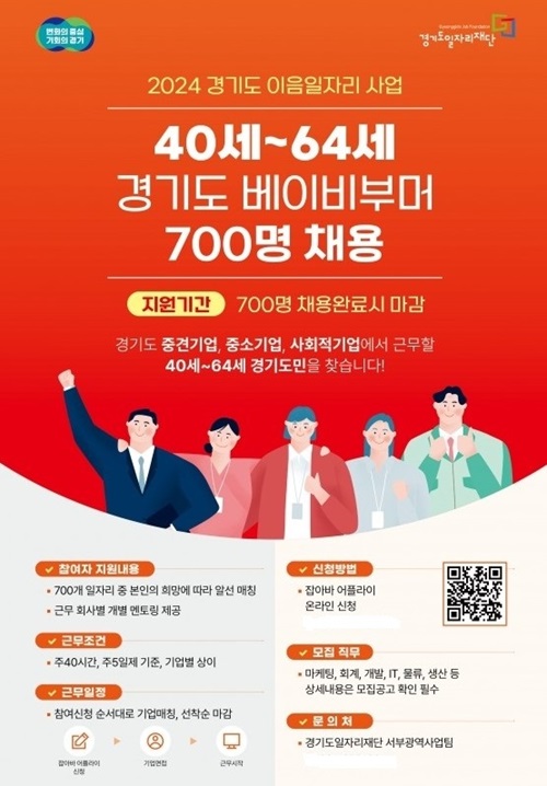 '경기도 이음일자리' 참여자 700명 모집 공고. (사진=경기도)