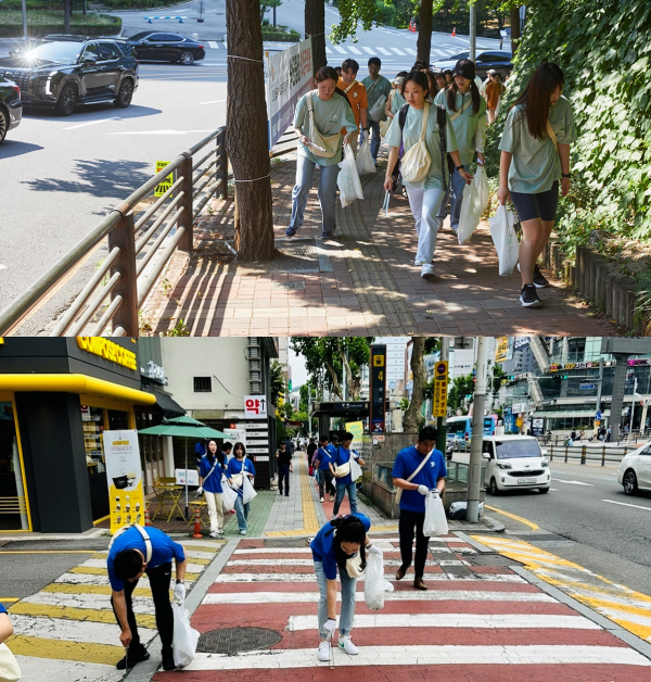 현대캐피탈 임직원들이 지난 18일 서울 남산공원(위), 20일 부산 시민공원(아래) 일대에서 쓰레기를 주우며 환경보호에 나섰다. (사진=현대캐피탈)