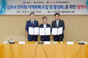 KT-김포시, 내년까지 100억원 규모 블록체인 기반 지역 화폐 발행
