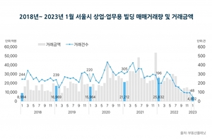 1월 서울 상업용 빌딩 거래 48건···또 역대 최저치